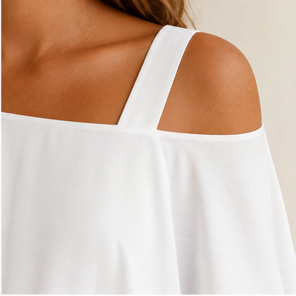 Blouse ample asymétrique à épaule dénudée