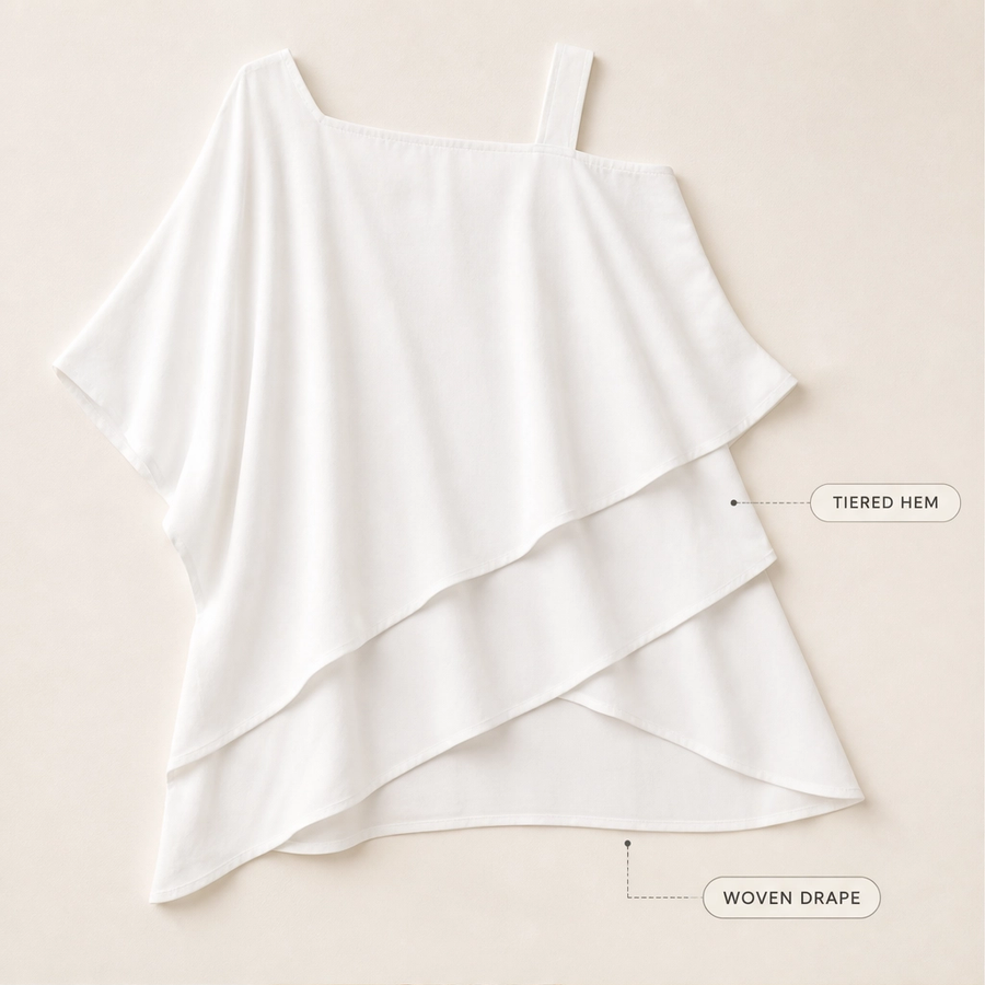 Blouse ample asymétrique à épaule dénudée