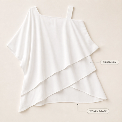 Blouse ample asymétrique à épaule dénudée