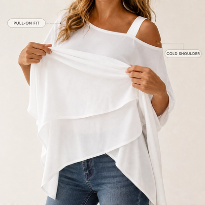 Blouse ample asymétrique à épaule dénudée